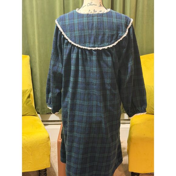 VTG Lanz of Salzburg Flannel Nightgown XL Plaid Cottagecore Long Sleeve - Picture 4 of 5